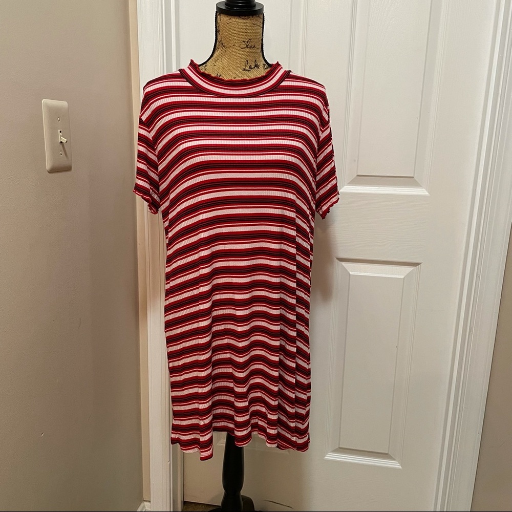 Red Striped T-shirt Dress